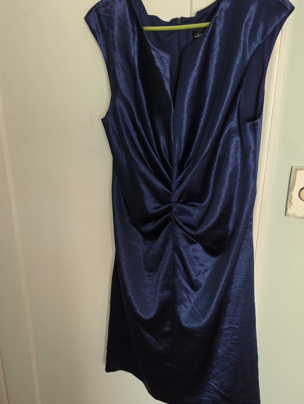 connected apparel Shimmer Navy Twist-Front Sheath Dress